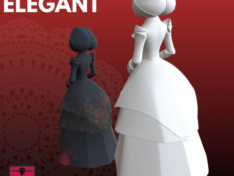 Elegant Venetian Lady STL Modern Minimalist Doll 3D Print Model
