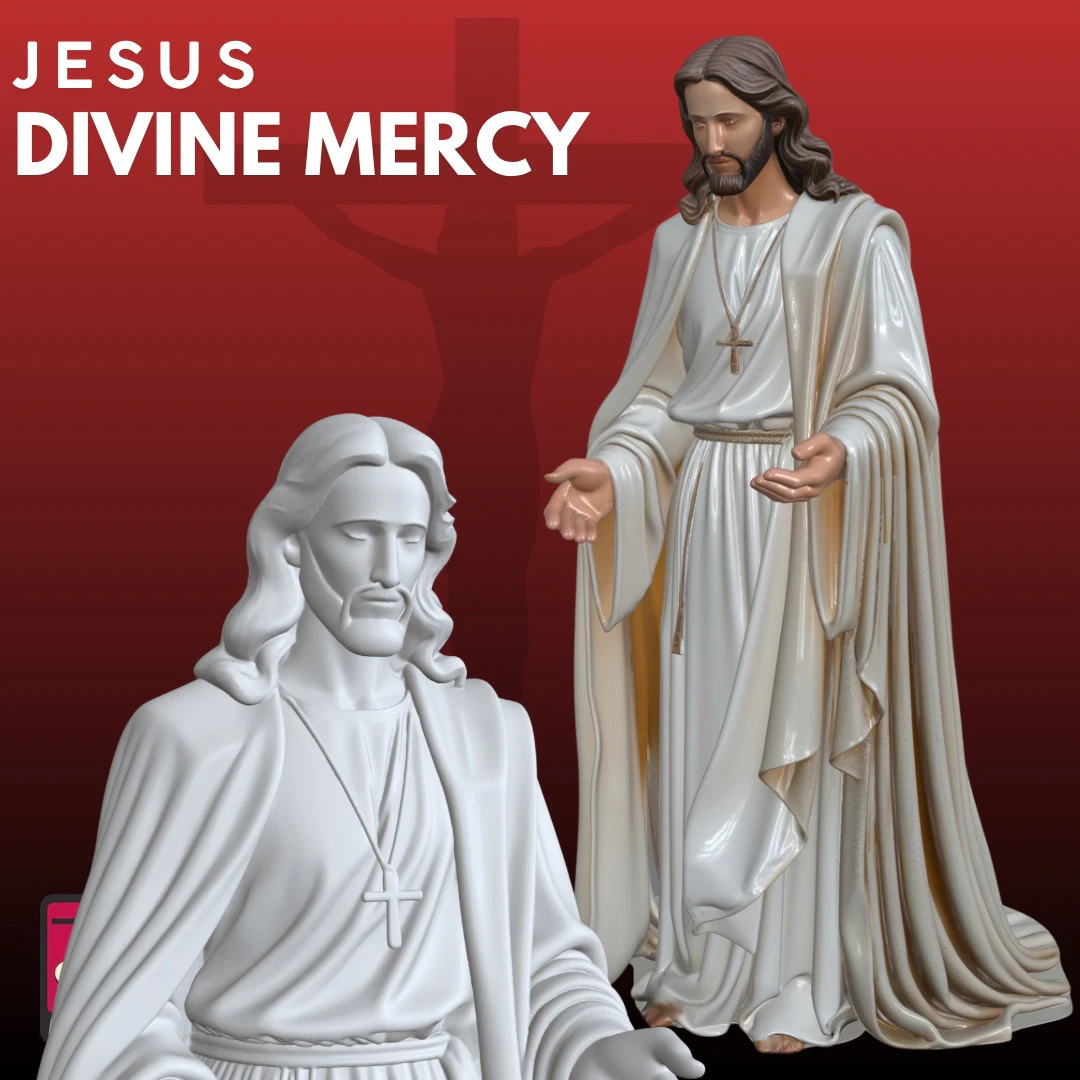 Divine Mercy of Jesus STL Sacred 3D Print Model .c4d .max .obj .3ds .fbx .stl .blend 
