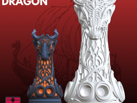 Noordse Drakenkop STL gedetailleerd 3D printmodel