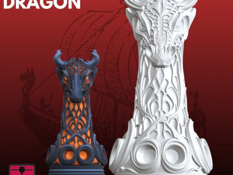 Nordic Dragon Head STL Detailed 3D Print Model