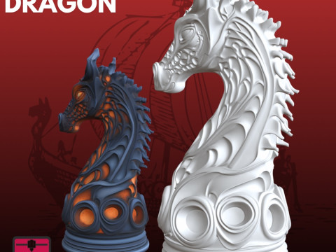 Noordse Drakenkop STL gedetailleerd 3D printmodel