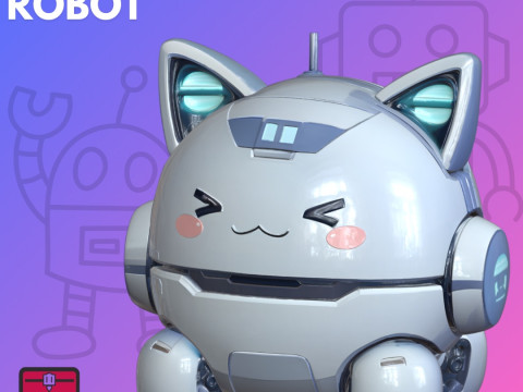 귀여운 고양이 로봇 STL 사랑스럽다 3D 프린트 모델