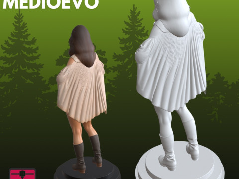 中世纪奇幻女士STL优雅武士缪斯 3D 打印模型