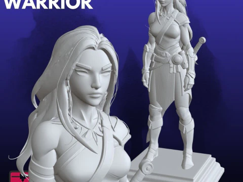 Asiatische Kriegerin STL Armored Blade Guardian 3D Druckmodell