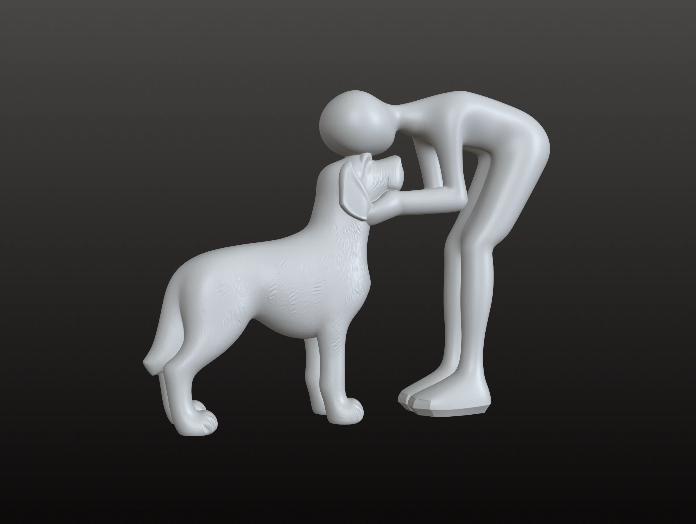Modern Man Dog STL Minimal Decorative 3D Print Model .c4d .max .obj .3ds .fbx .stl .blend