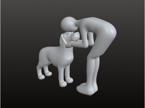 Moderno uomo cane STL decorativo minimale Modello di stampa 3D