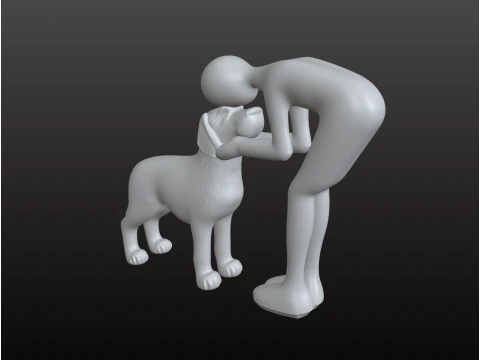 Modern Man Dog STL Minimal Decorative 3D Print Model