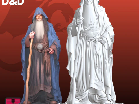 Fantasy Wizard STL Tabletop RPG Character 3D Print Model