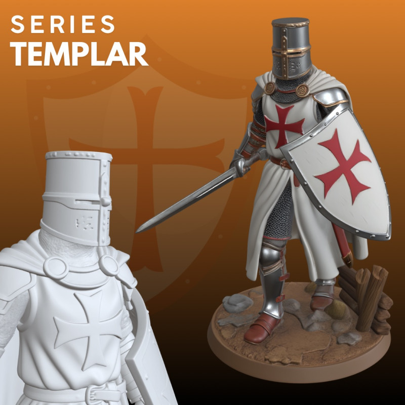 Templerführer STL mittelalterlicher Armeekommandant 3D Druckmodell .c4d .max .obj .3ds .fbx .stl .blend 