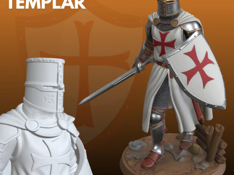 Leider van de Tempeliers STL Middeleeuwse legercommandant 3D printmodel