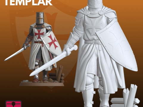 Templerführer STL mittelalterlicher Armeekommandant 3D Druckmodell