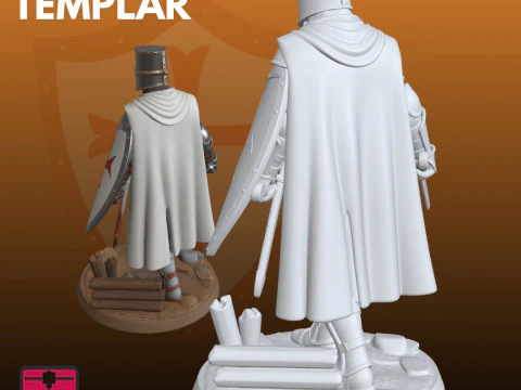 Templar Leader STL Medieval Army Commander 3D Print Model