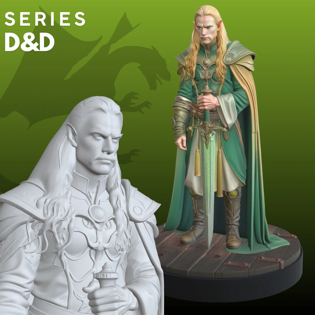 Elf Elven Ranger STL Tabletop RPG Character 3D Print Model .c4d .max .obj .3ds .fbx .stl .blend 