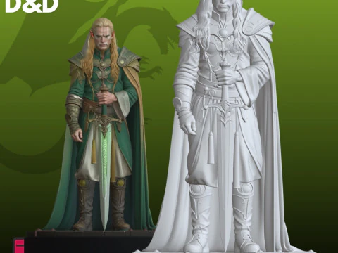 Elf Elven Ranger STL Tabletop RPG Character 3D Print Model