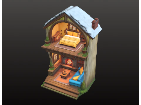 Миниатюрный кукольный домик с двумя отдельными этажами 3D Принт Модель