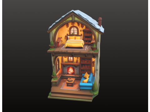 Мініатюрний ляльковий будиночок з двома окремими поверхами 3D Принт Модель