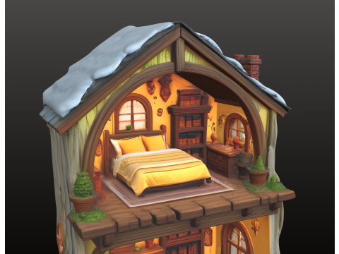 Мініатюрний ляльковий будиночок з двома окремими поверхами 3D Принт Модель