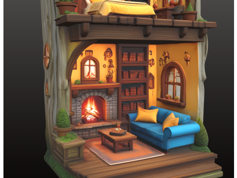 Мініатюрний ляльковий будиночок з двома окремими поверхами 3D Принт Модель