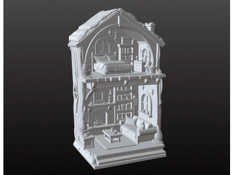 Miniature Dollhouse with Two Separate Floors 3D Print Model