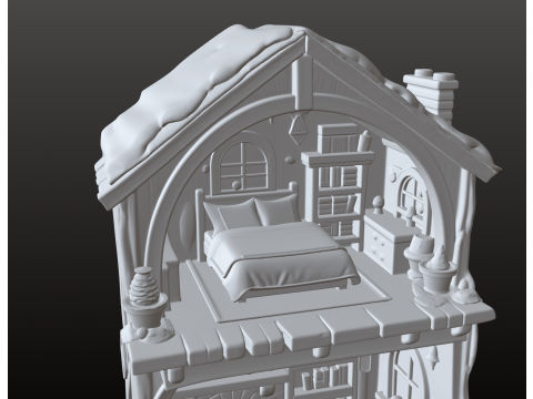 Мініатюрний ляльковий будиночок з двома окремими поверхами 3D Принт Модель