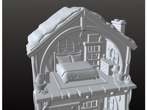 Miniature Dollhouse with Two Separate Floors 3D Print Model