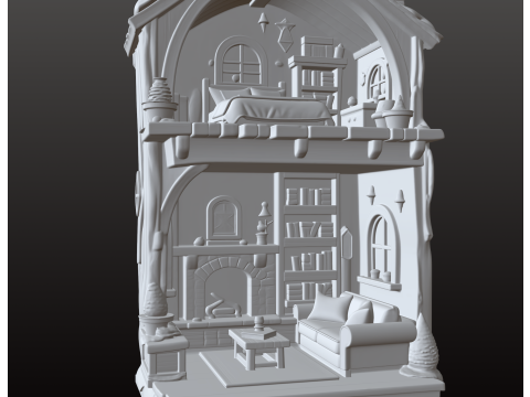 Мініатюрний ляльковий будиночок з двома окремими поверхами 3D Принт Модель