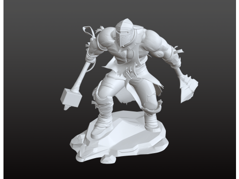 Guerrier colossal de dessin animé STL Modèles 3D en vedette