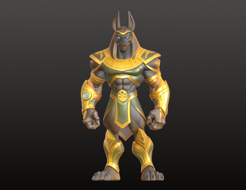 Guerrero egipcio Anubis STL estilo dibujos animados Modelo de impresión 3D .c4d .max .obj .3ds .fbx .stl .blend 