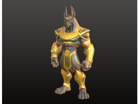 Guerrero egipcio Anubis STL estilo dibujos animados Modelo de impresión 3D