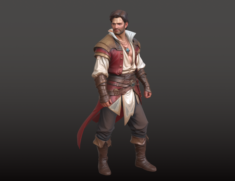 Pirate Prince STL 3D Print Model .c4d .max .obj .3ds .fbx .stl .blend 