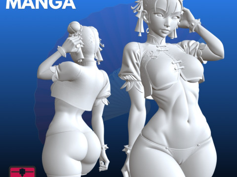 Buste de style anime STL de fille guerrière japonaise Modèles 3D en vedette