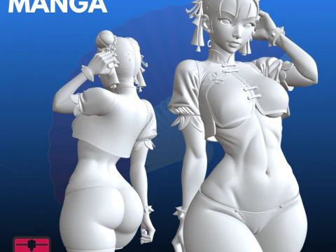 Japanese Warrior Girl STL Anime-Style Bust 3D Print Model