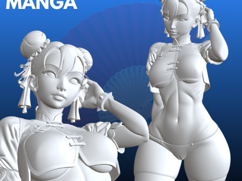 Buste de style anime STL de fille guerrière japonaise Modèles 3D en vedette