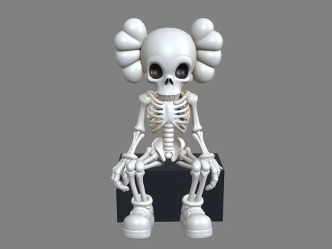 Стилизованный сидящий скелет в стиле Kaws 3D Принт Модель