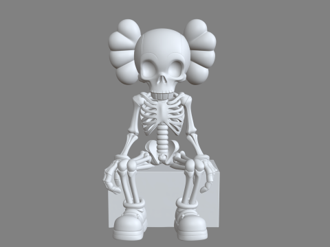 Стилизованный сидящий скелет в стиле Kaws 3D Принт Модель