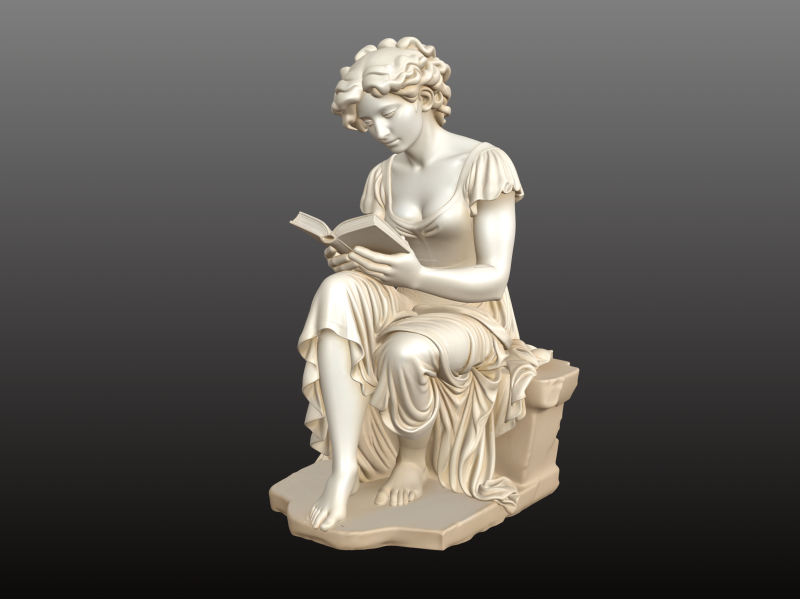 19th Century Lady Reading Elegant Statue Style STL Model 3D Print Model .c4d .max .obj .3ds .fbx .stl .blend