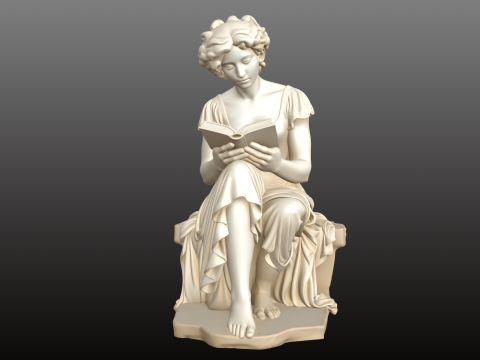 XIX-wieczna dama czytająca elegancki posąg w stylu STL Model do druku 3D