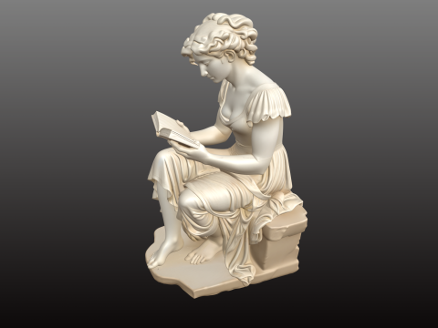 XIX-wieczna dama czytająca elegancki posąg w stylu STL Model do druku 3D