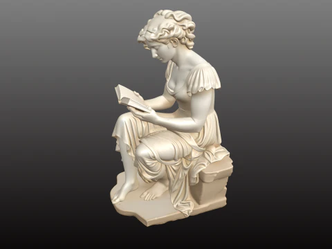 19th Century Lady Reading Elegant Statue Style STL Model 3D Print Model