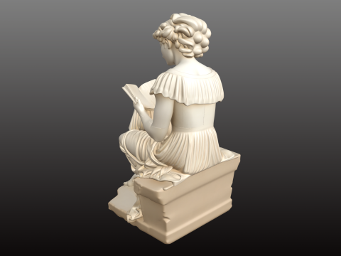 XIX-wieczna dama czytająca elegancki posąg w stylu STL Model do druku 3D