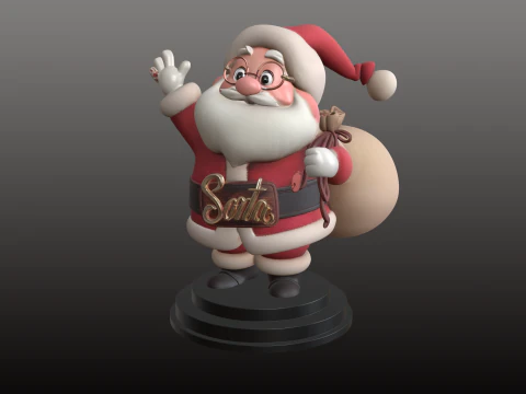 Modelo STL de Natal brincalh&atilde;o estilo desenho animado de Papai Noel Modelo de Impressão 3D