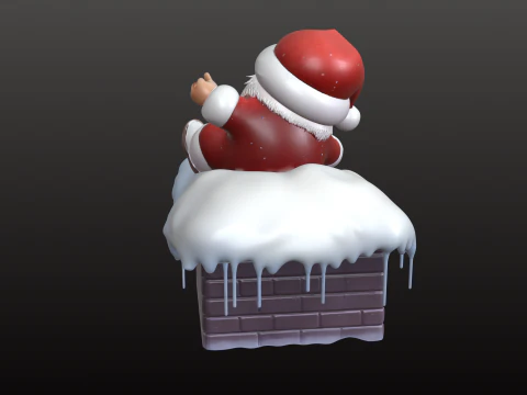 Santa Claus at the Chimney Cartoon Christmas STL Model 3D Print Model