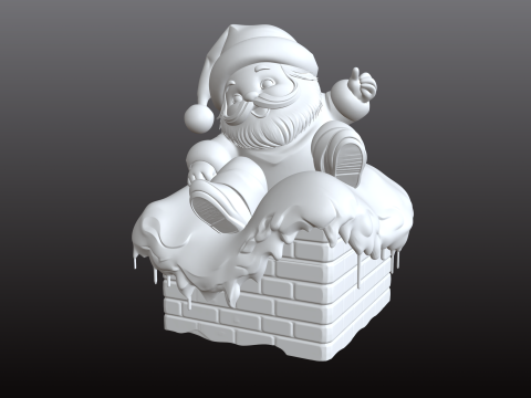 Мультяшна різдвяна STL-модель Санта-Клауса біля димаря 3D Принт Модель