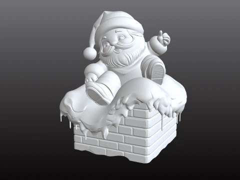Santa Claus at the Chimney Cartoon Christmas STL Model 3D Print Model