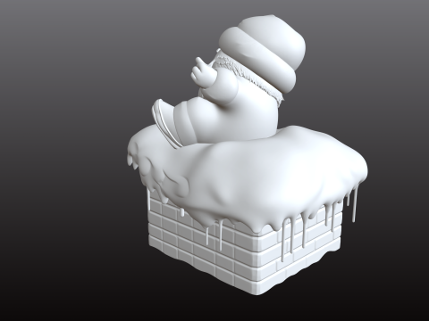 Мультяшна різдвяна STL-модель Санта-Клауса біля димаря 3D Принт Модель