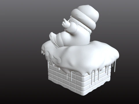 Santa Claus at the Chimney Cartoon Christmas STL Model 3D Print Model