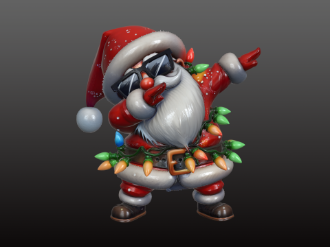 Weihnachtsmann, moderner Cartoon, cooles Weihnachts-STL-Modell 3D Druckmodell