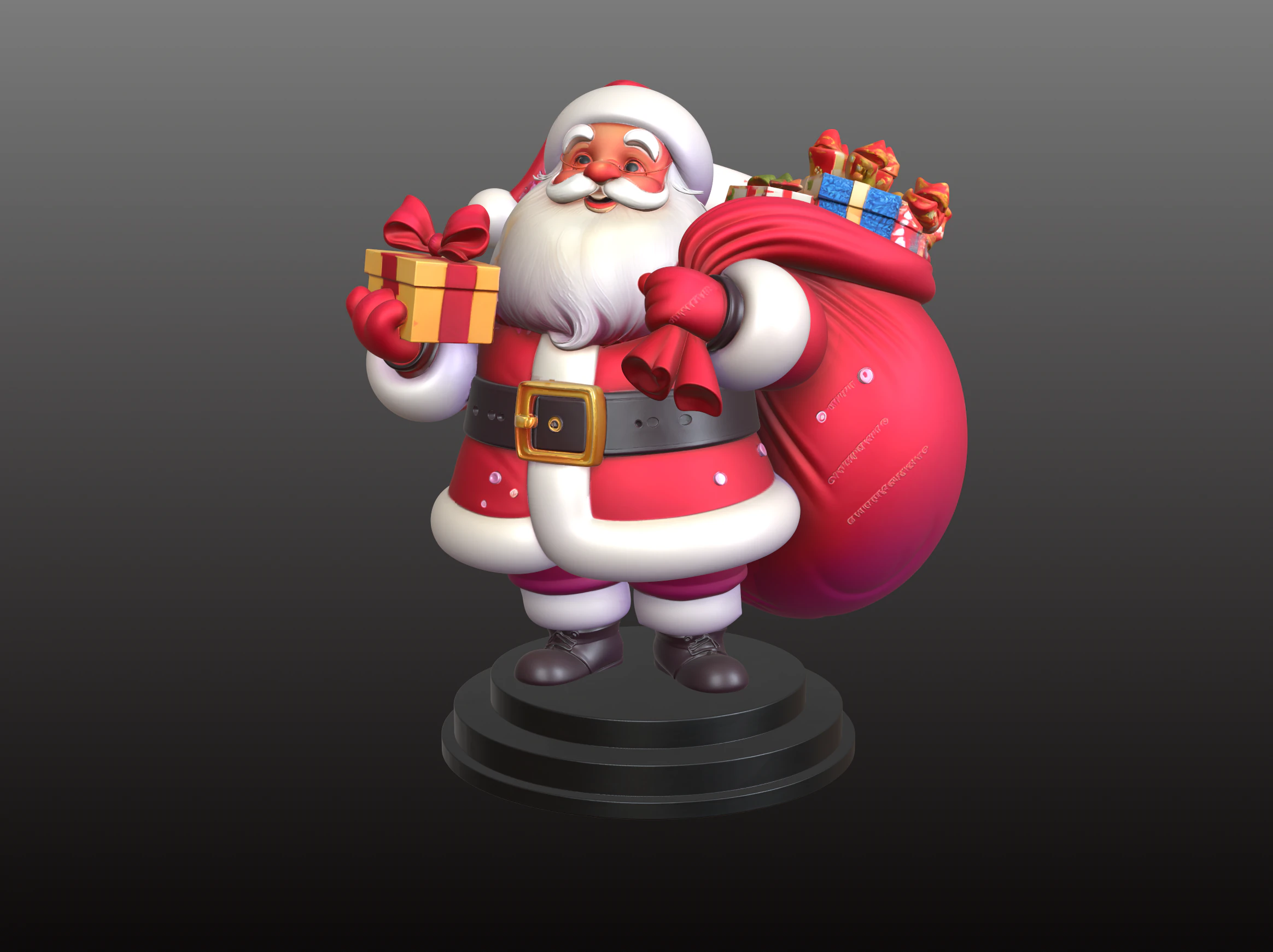Santa Claus with Gift Sack Classic Christmas STL Model 3D Print Model .c4d .max .obj .3ds .fbx .stl .blend 