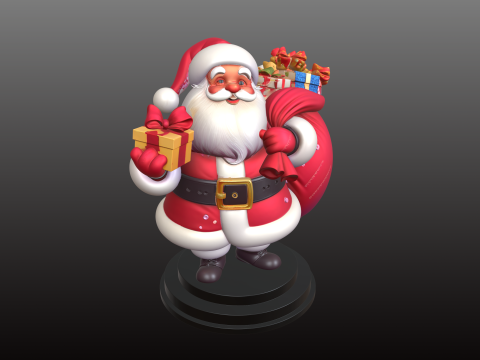 Санта-Клаус із мішком для подарунків. Класична різдвяна модель STL 3D Принт Модель