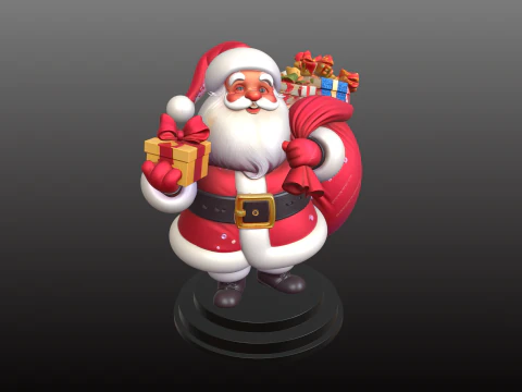 Santa Claus with Gift Sack Classic Christmas STL Model 3D Print Model